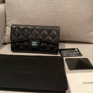 Chanel Caviar long flap wallet